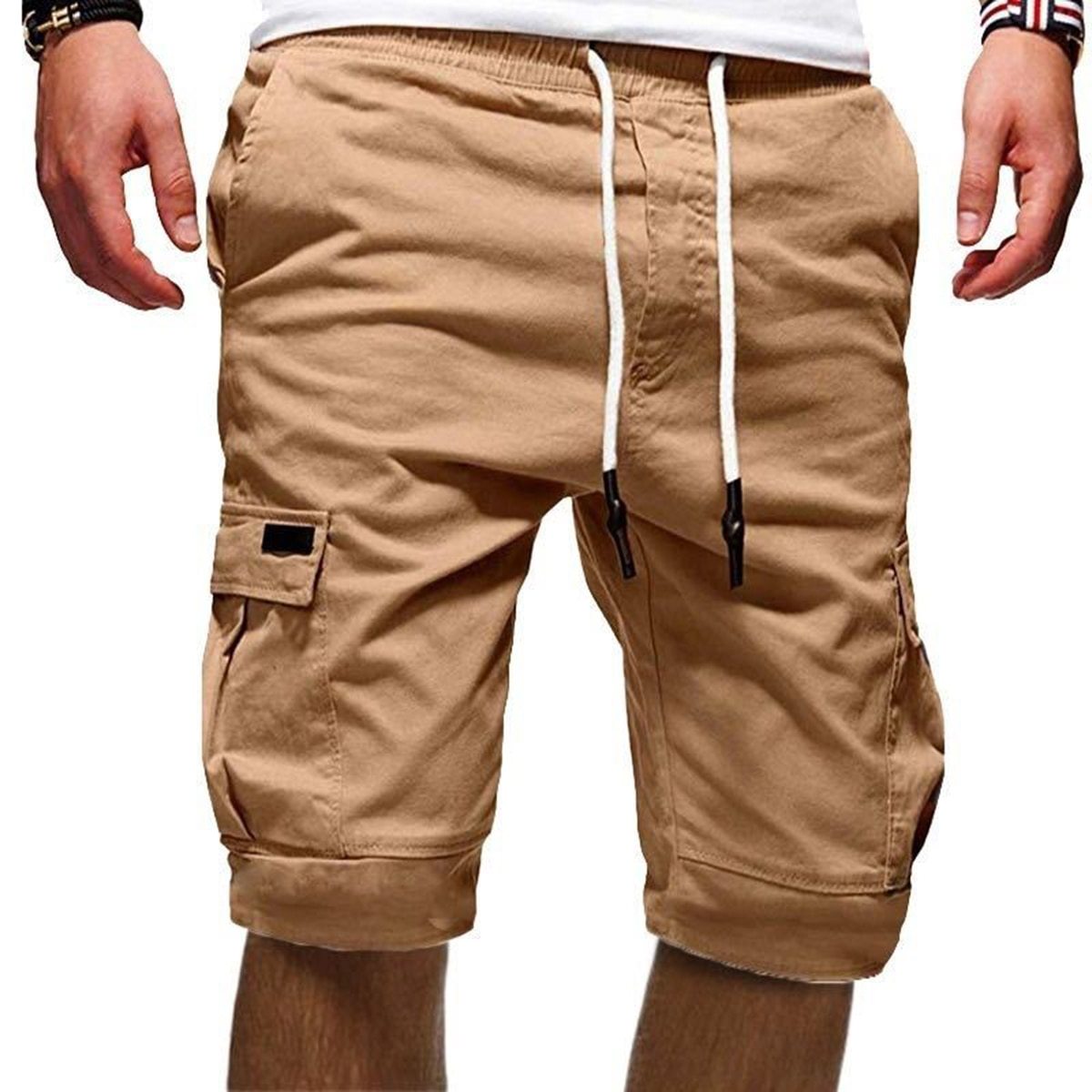 Heren Cargo Shorts met Elastische Tailleband en Zakken