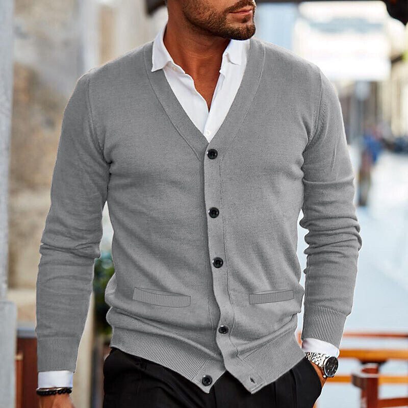Heren Cardigan met V-Hals en Knopen - Stijlvol en Comfortabel