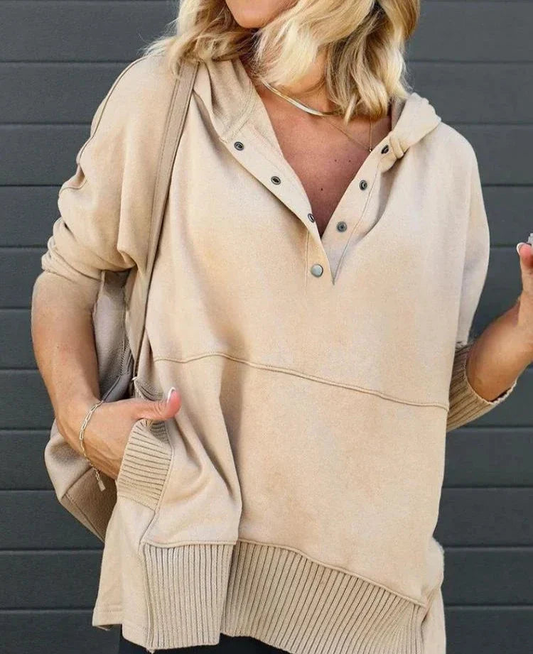 Moderne losse winterjacke met praktische zakken-mezamstore.nl