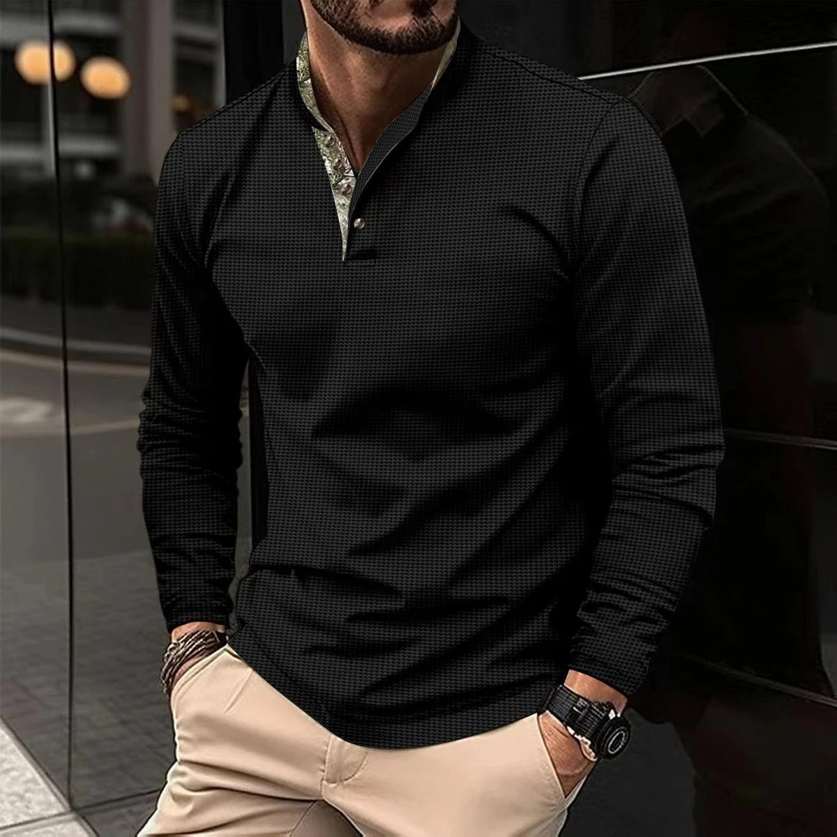 Stijlvolle longsleeve polo met gekleurde details voor heren