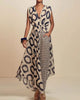 Mouwloze Tweedelige Set met Print en Hoge Taille