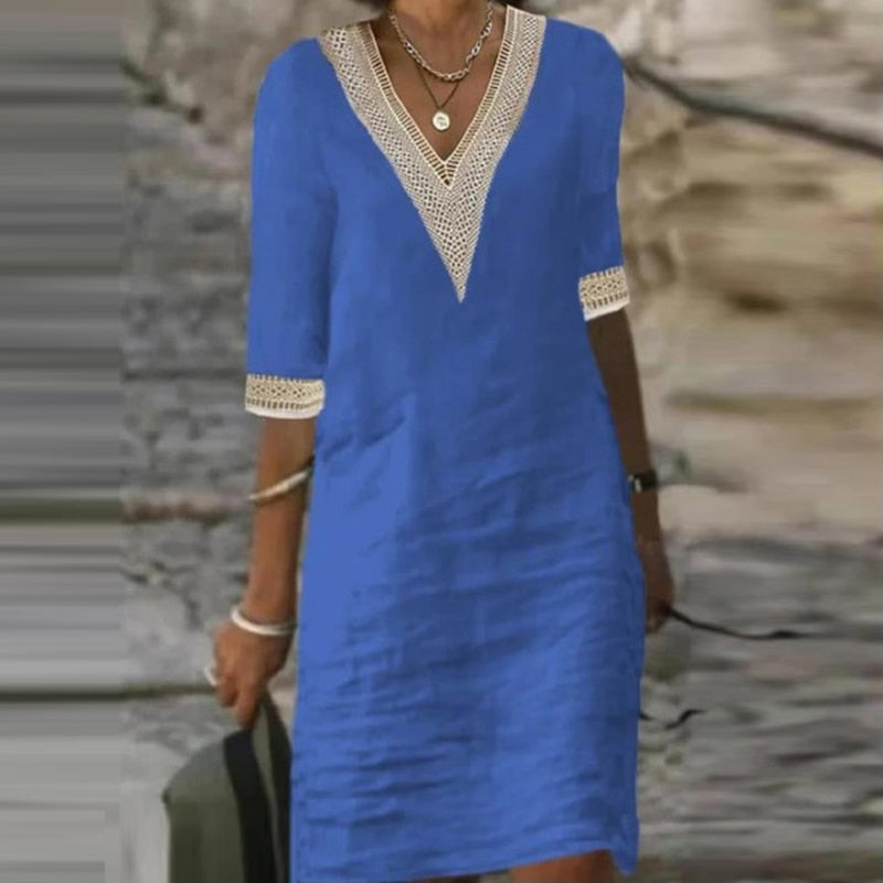 Zomerjurk Dames Luchtige Pasvorm Elegante Casual Look Dames