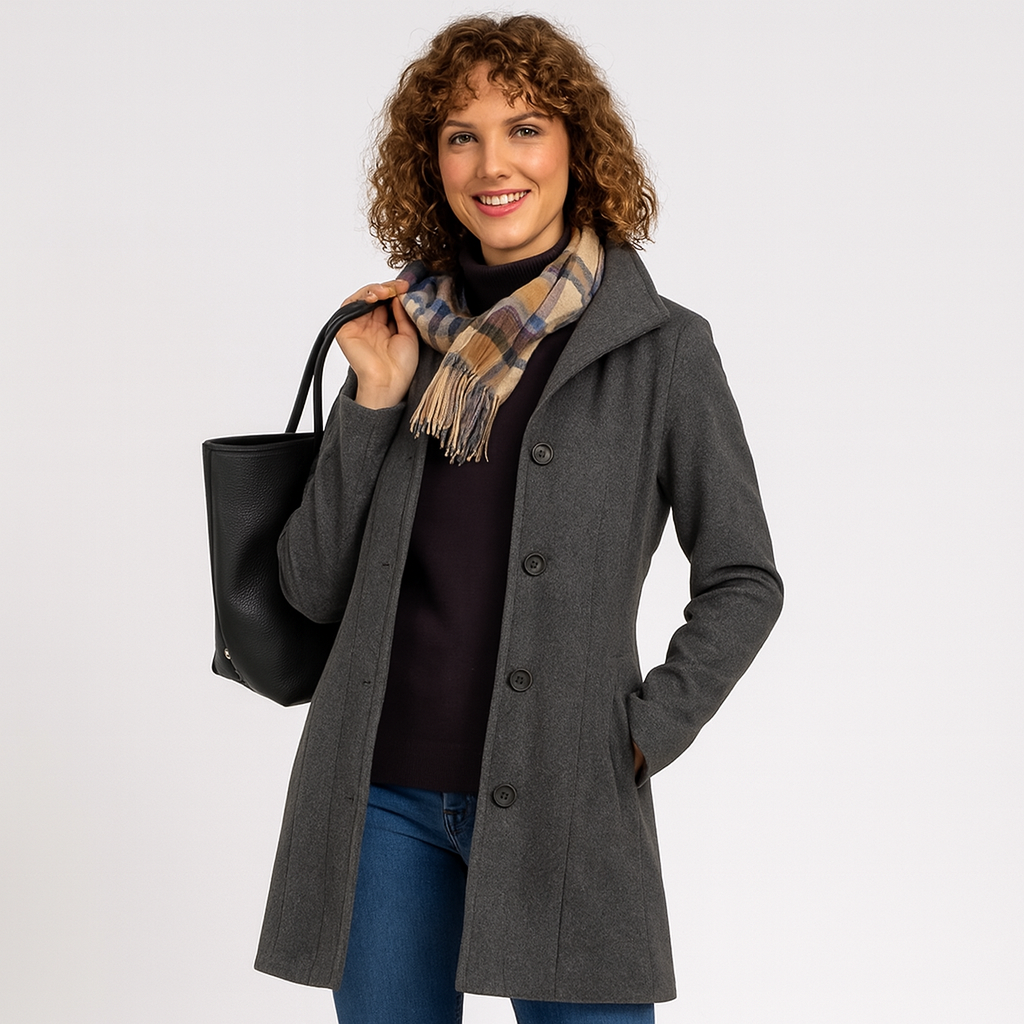 Dames Lange Jas – Klassiek, Elegant & Comfortabel Ontwerp