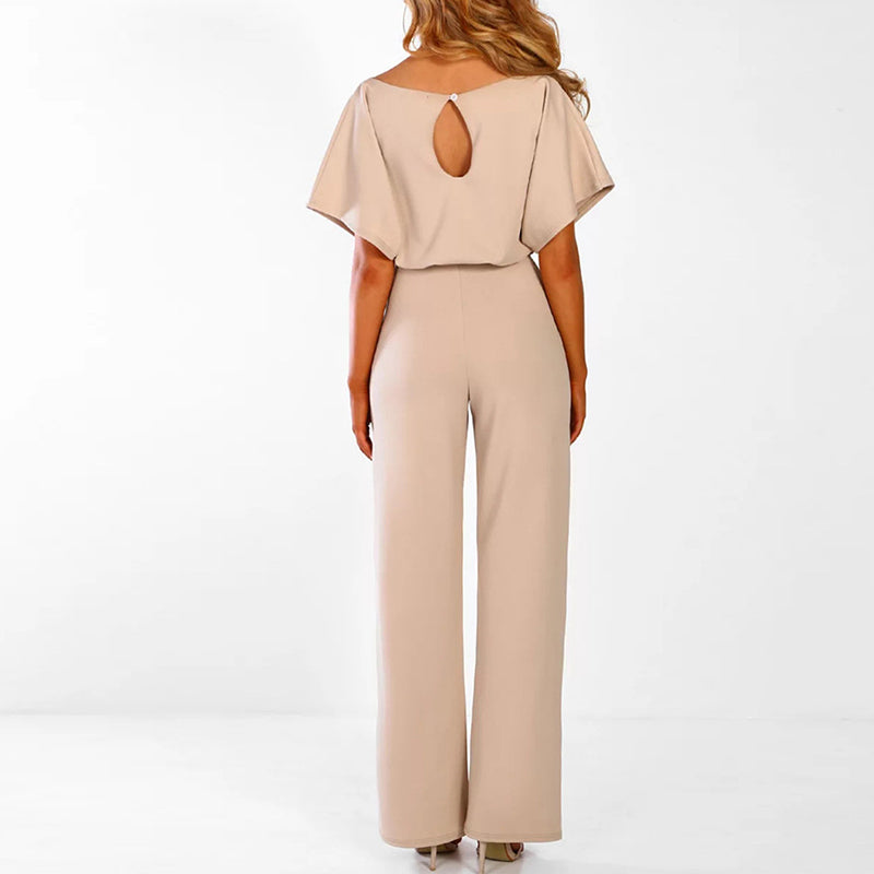 Dames Elegante Jumpsuit – Wijde Pijpen & Ceintuur Taille