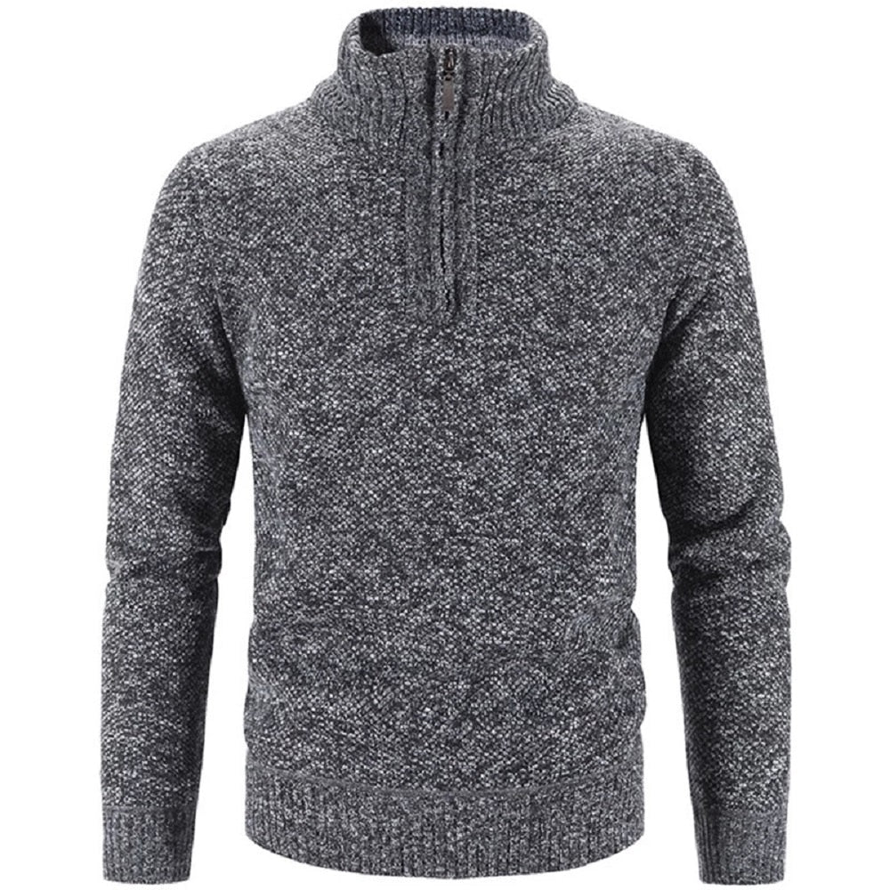 Warm herenvest met halve rits en halfhoge col
