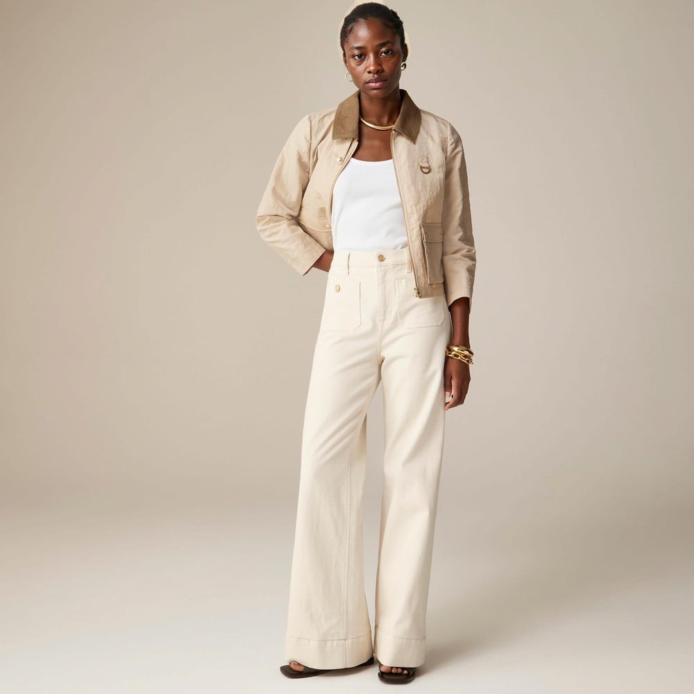 Hoge Taille Sailor Pantalon met Gouden Knopen