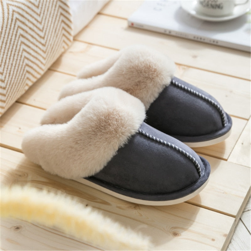 Flauschige en modieuze huis slippers met antislipzool-mezamstore.nl