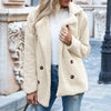 Oversized Damesjas Teddy Stof Dubbele Knopen Casual Look