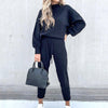 Dames huispak zacht 2-delig coltrui met hoge taille broek loungewear