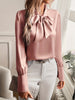 Elegante Blouse met Schleifenkragen | Luxe Polyester | Vrouwelijke Stijl-mezamstore.nl