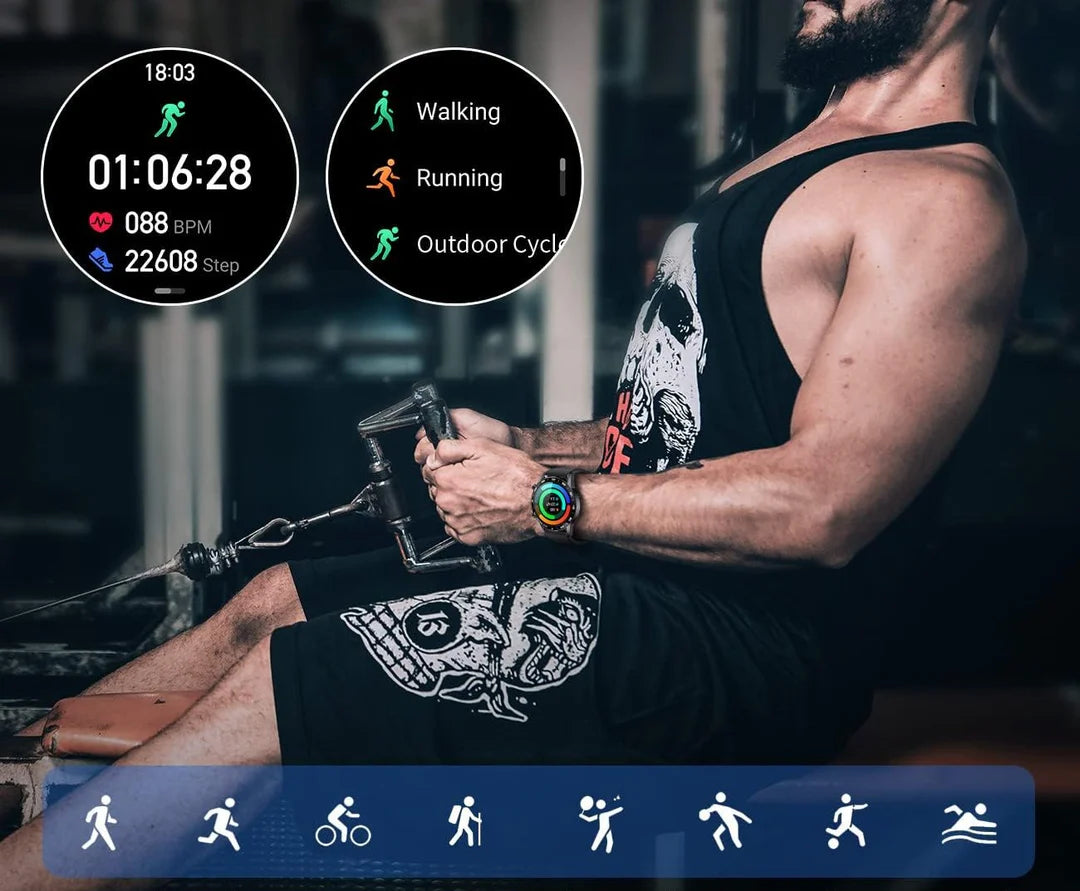 Smartwatch voor Mannen | Multisport & Gezondheidstracker | Bluetooth Bellen