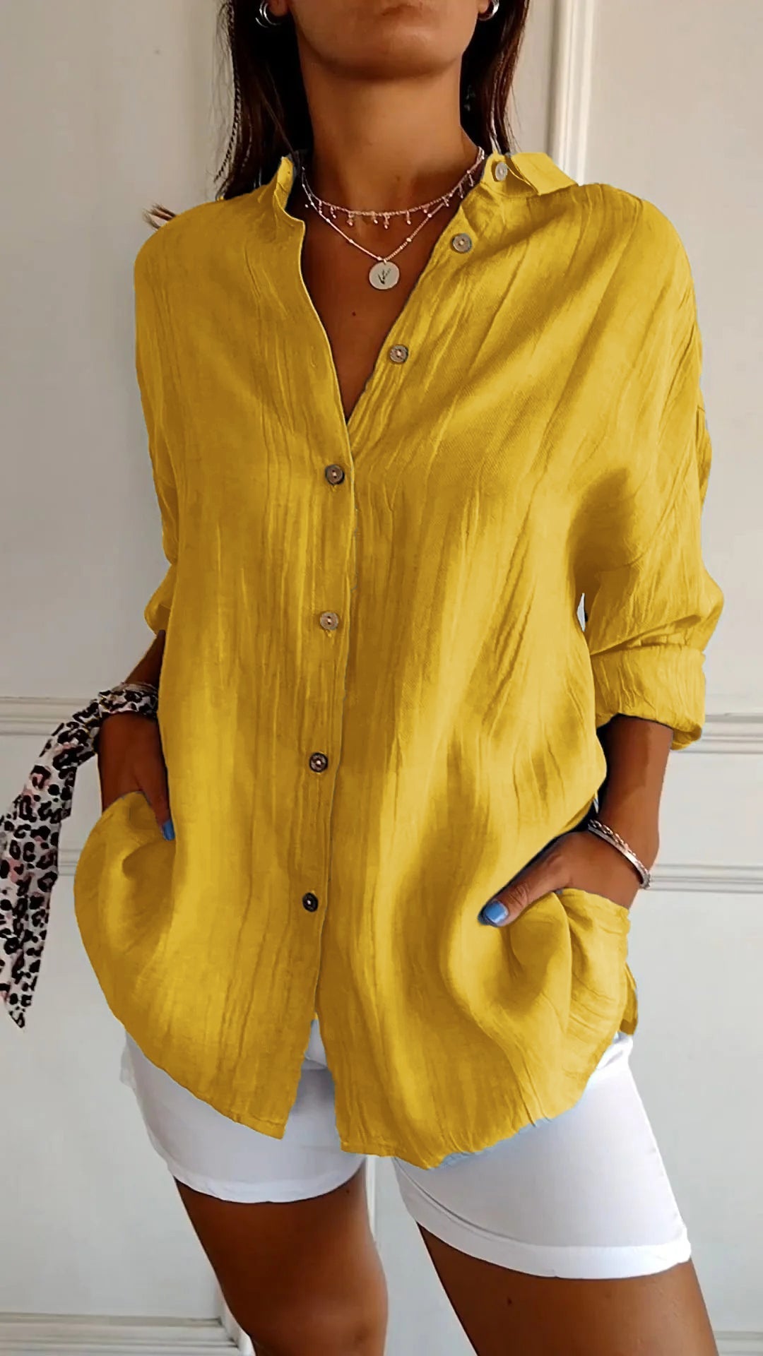 Dames Button-Down Blouse | Tijdloze Elegantie en Comfort