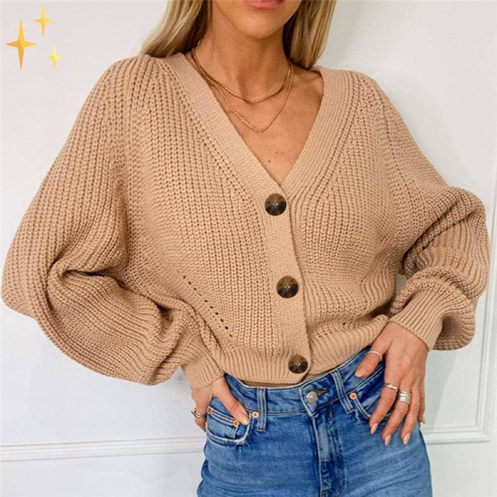 Oversized Strickcardigan met V-Ausschnitt en Knoppen voor Stijl en Comfort-mezamstore.nl