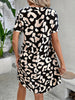 Elegante Luipaardprint Midi Zomerjurk met V-Hals en Korte Mouwen