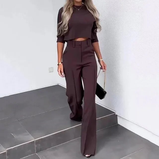 Cropped Top en Wijde Broek Set voor Dames