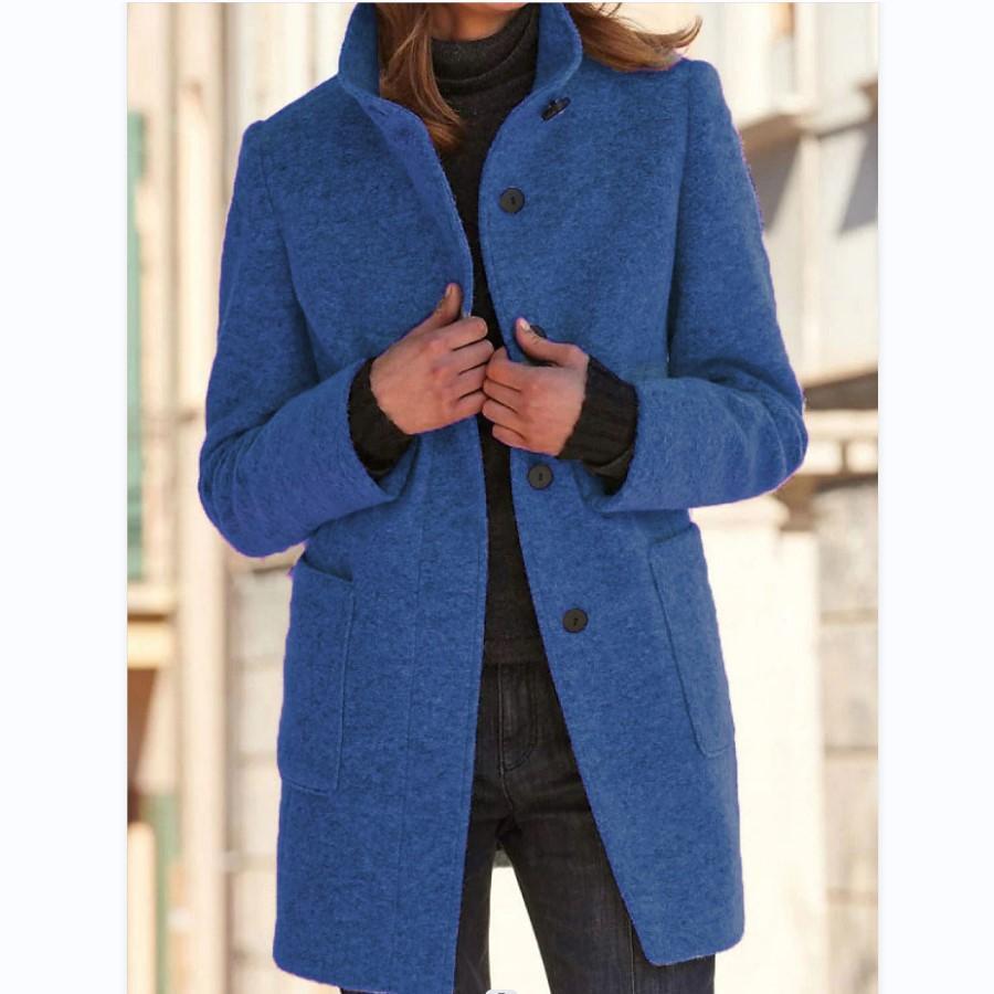 Dames Klassieke Winterjas – Retro Stijl met Knoopsluiting
