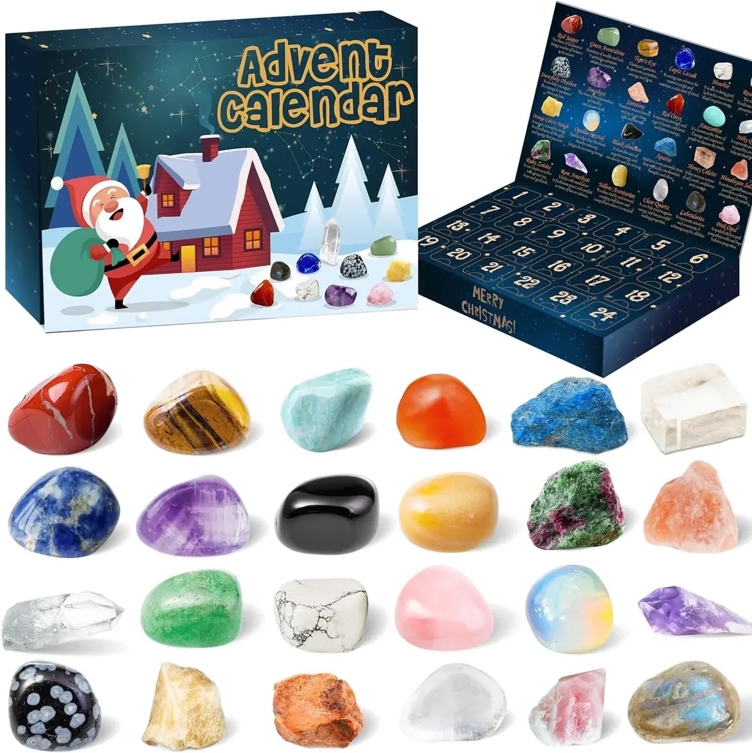 Kristallen Adventskalender – 24 Dagen Mini Stenen & Edelsteenverrassingen