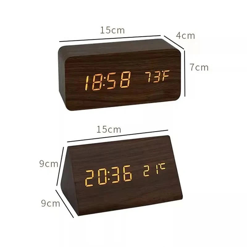Digitale Houten LED Wekker – Modern Design met Temperatuurweergave