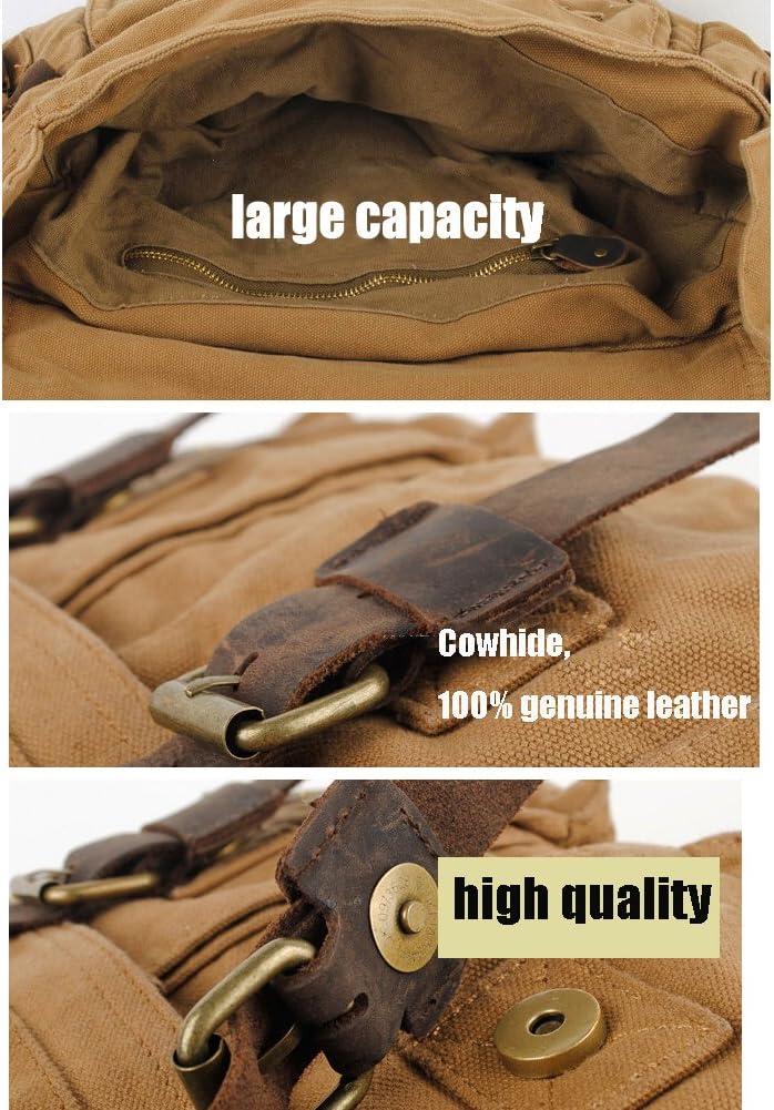 Vintage Canvas Messenger Tas voor Laptops 13-17 Inch Groen