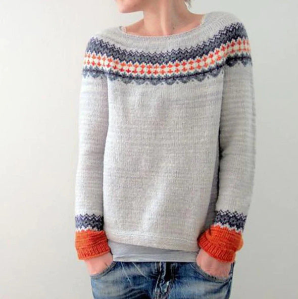 Dames gebreide retro trui voor herfst en winter-mezamstore.nl