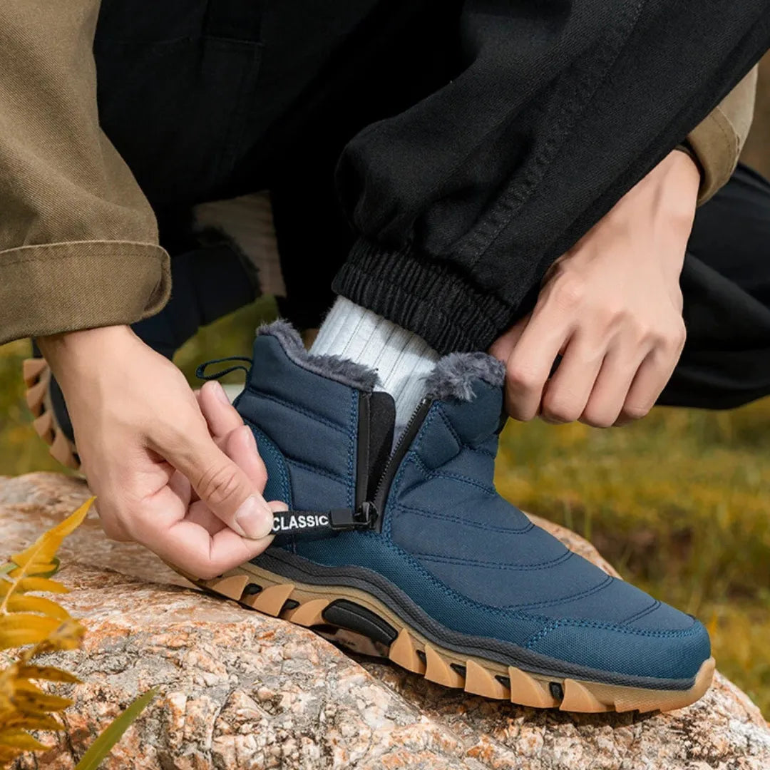 Heren Winter Outdoor Laarzen – Warme Antislip Enkelboots met Rits