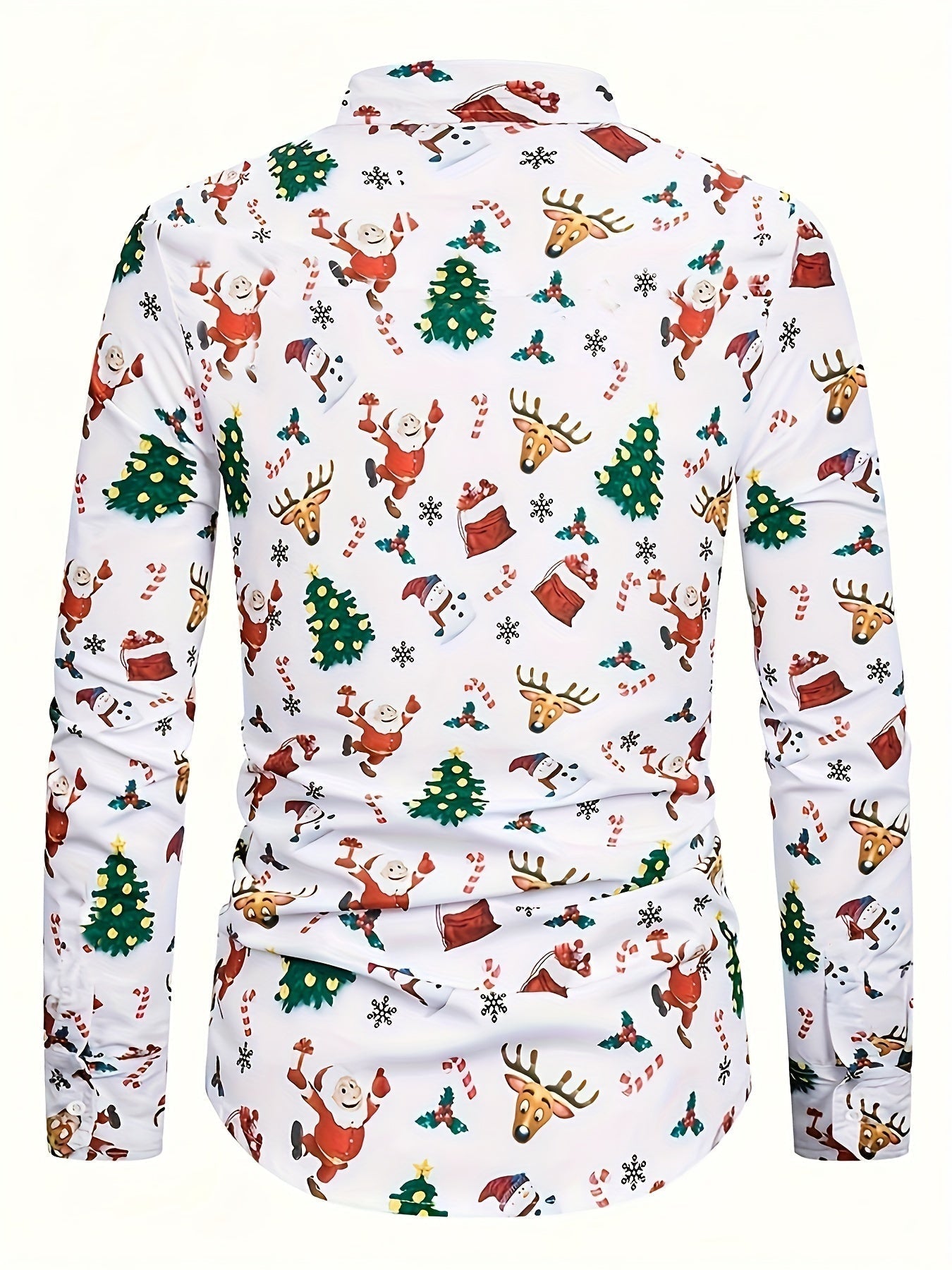 Heren Kerst Overhemd – Lange Mouwen Feestelijk Xmas Shirt