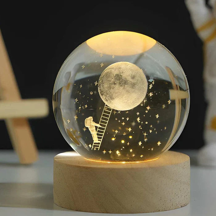 Lichtgevende Bol met 3D Planeten Gravure