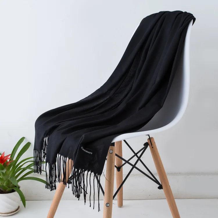 Elegante Dames Sjaal – Zachte Winter Sjaal met Franjes