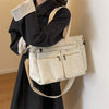 Corduroy Schoudertas Dames – Ruime Shopper met Ritssluiting
