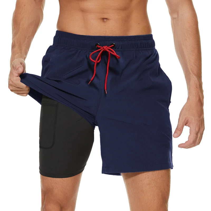 Heren Zwemshort Sportief met Ritszakken en Compressievoering