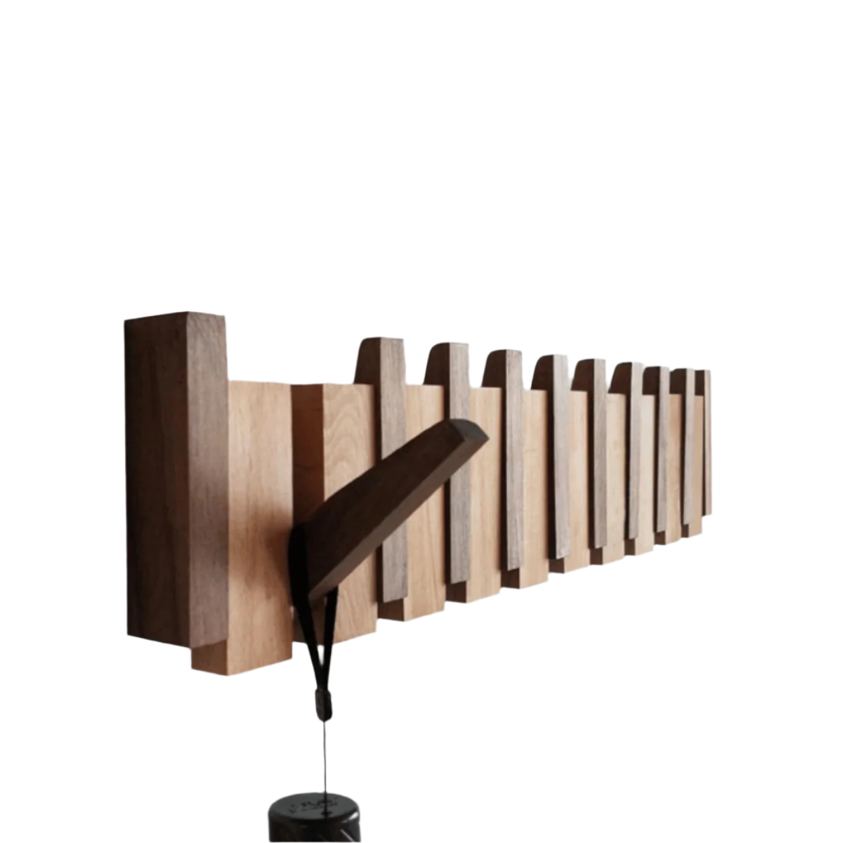Houten Kapstok met Magnetische Haken en Pianotoets Design