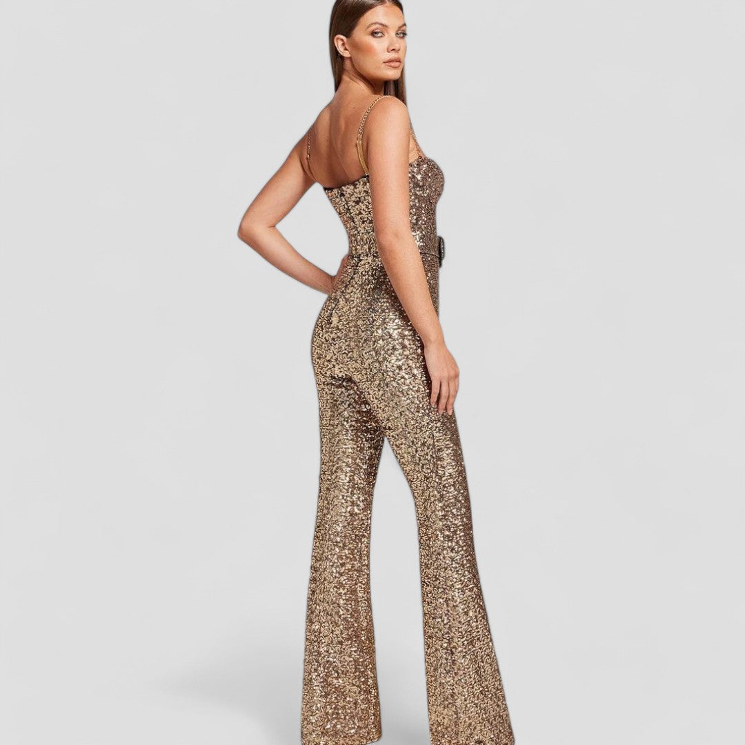 Glamoureuze Pailletten Jumpsuit met Sweetheart Halslijn