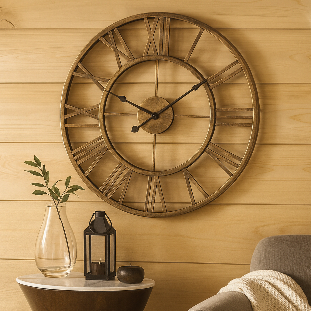 Industriële Wandklok met Romeinse Cijfers – Moderne Retro Stijl
