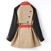 Moderne Trenchcoat met Taillengürtel en Contrastkleuren-mezamstore.nl