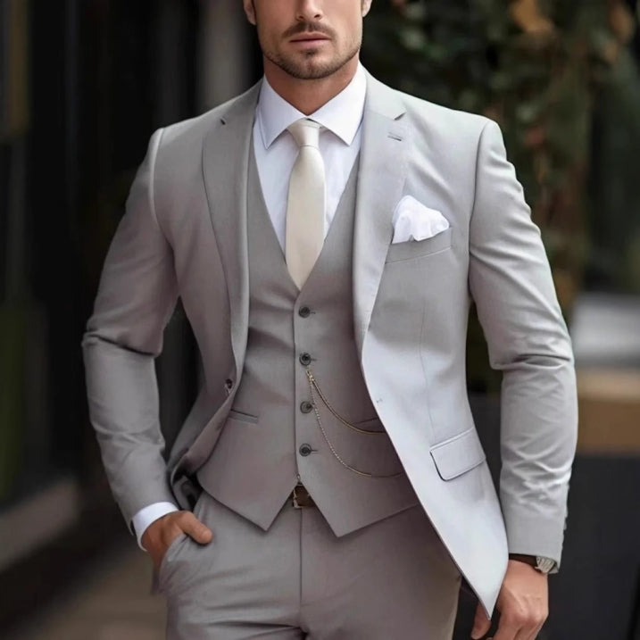 Heren 3-delig Slim Fit Pak – Klassiek Bruiloftspak met Gilet