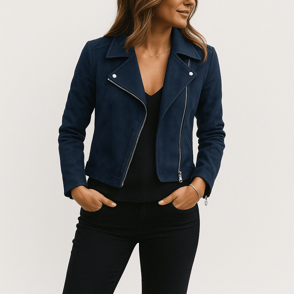 Dames Bikerjack – Stijlvolle Jas van Imitatie Suède in Wildlederlook
