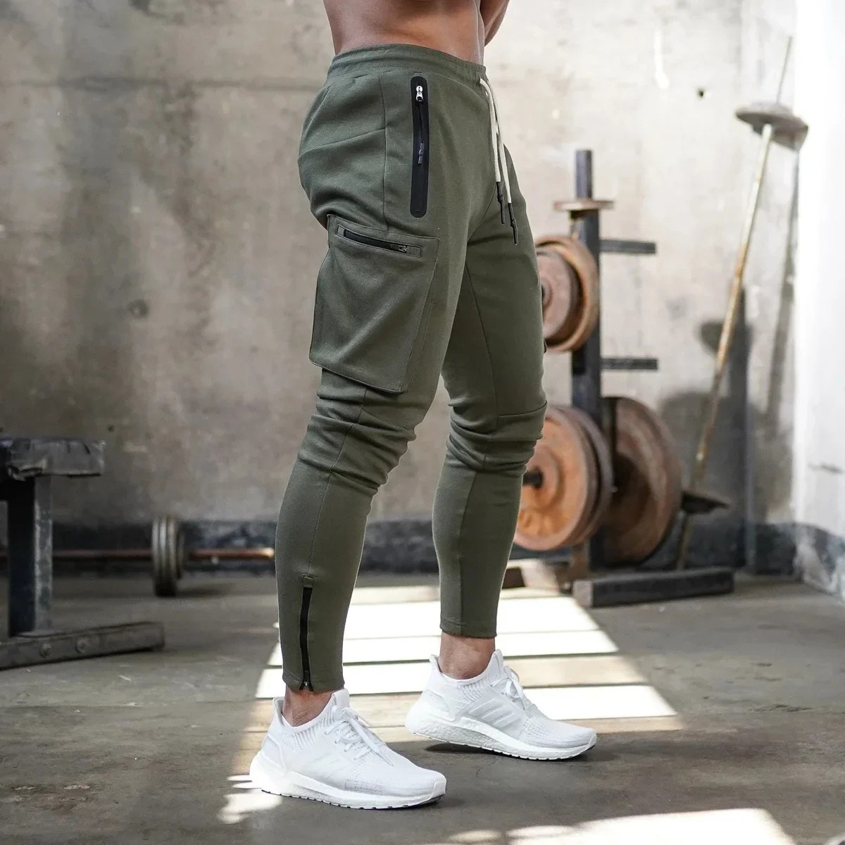 Heren Joggingbroek – Camouflage Sportbroek met Ritszakken en Trekkoord