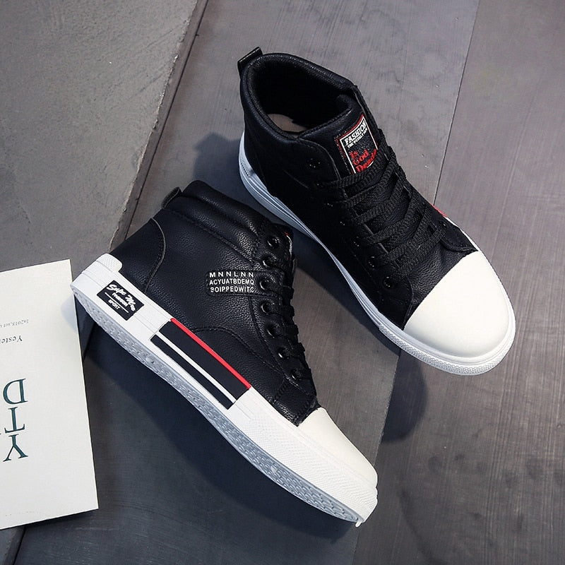 Moderne Hoge Herensneaker Herfst Winter Comfort met Veters - Zwart/Wit