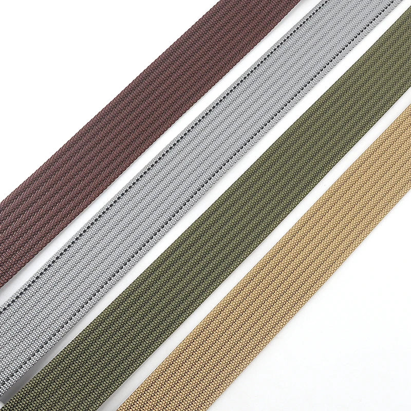 Unisex Canvas Riem met Dubbele Metalen Ring Gesp - Verstelbare Gestreepte Tailleband