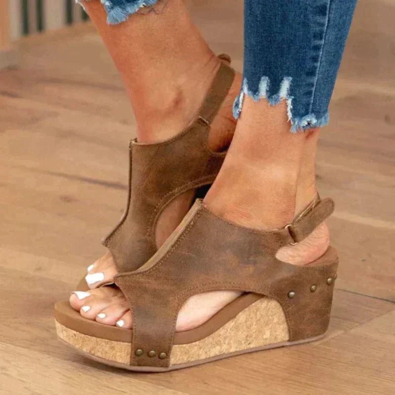 Leren Dames Sandalen met Orthopedische Ondersteuning en Verstelbare Bandjes