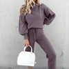 Dames huispak zacht 2-delig coltrui met hoge taille broek loungewear