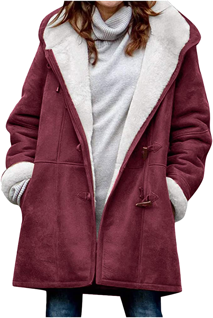Dames winterjas – Warme sherpa jas met capuchon en toggle-sluiting