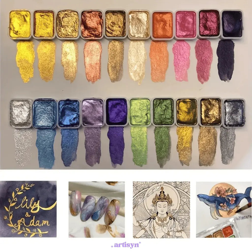 Glanzende Aquarelverf Set met Metallic & Glittereffecten