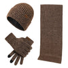 Gebreide winterset met muts, sjaal en handschoenen