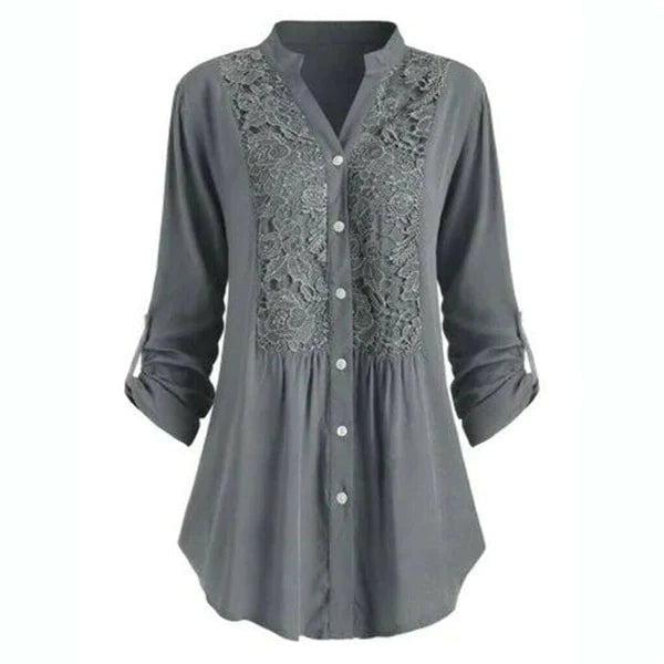 Lange damesblouse met pofmouwen - Chique en veelzijdig