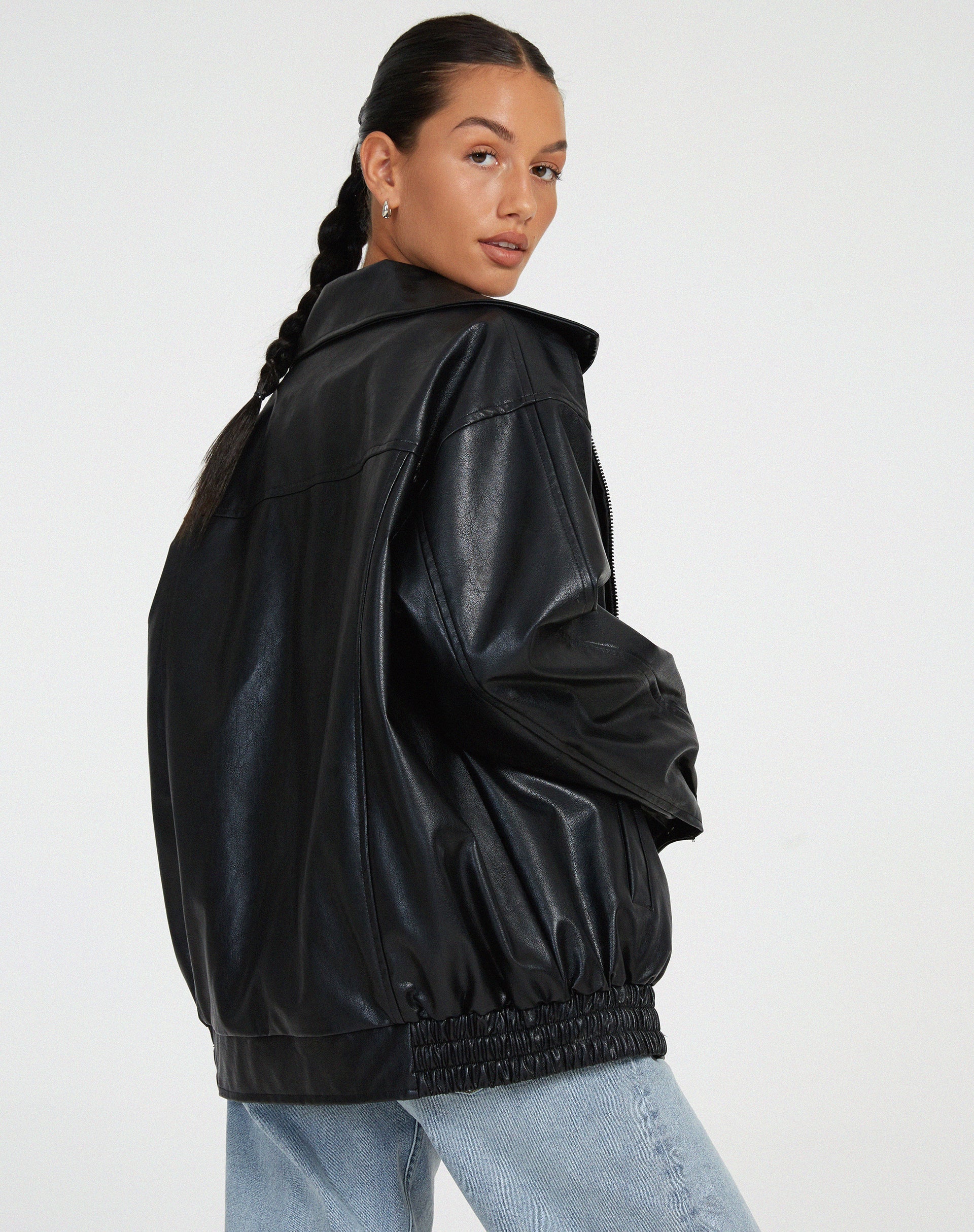 Luxe Oversized Leren Zomerjas voor Dames