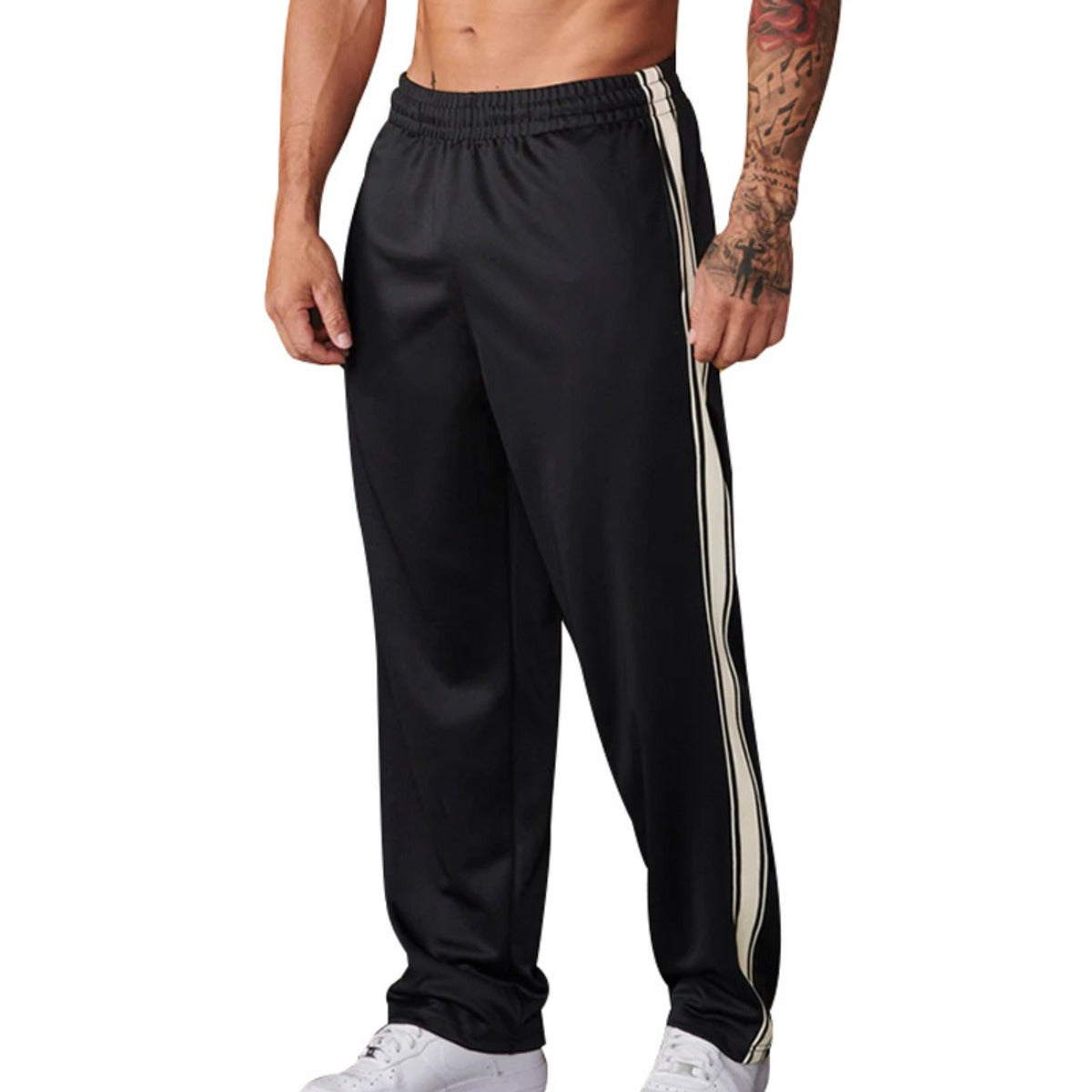 Heren Joggingbroek – Sportieve Broek met Rechte Pasvorm en Zijstrepen