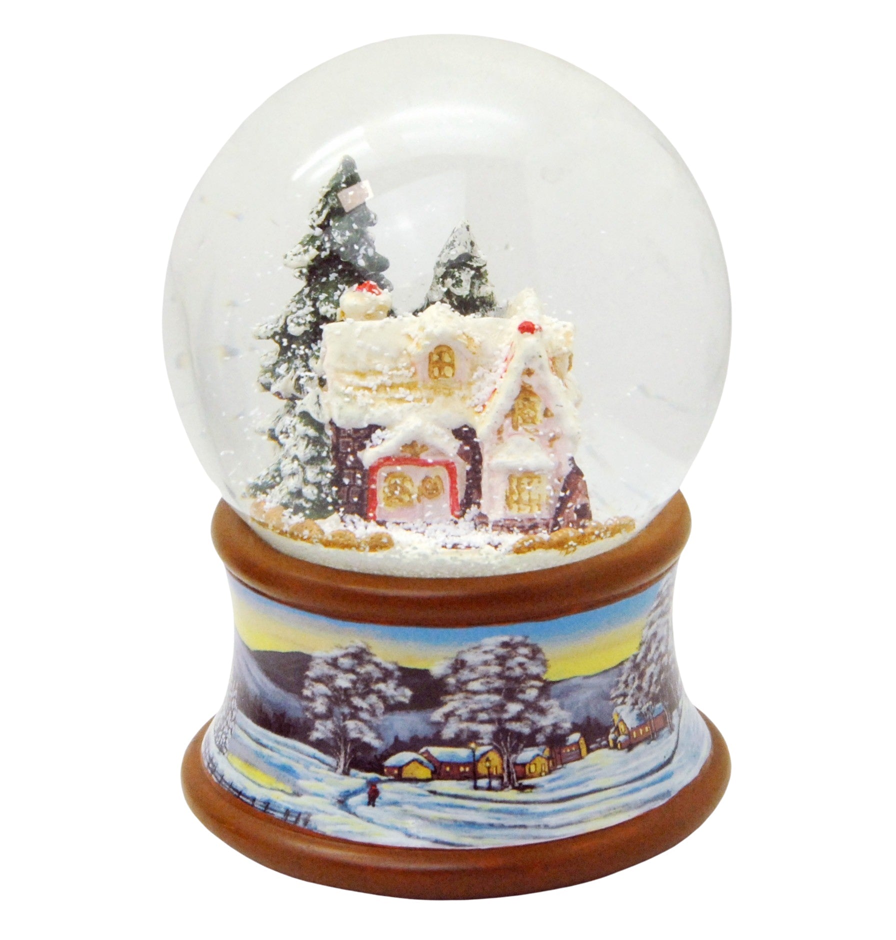 Nostalgische sneeuwbol met suikerbakkershuis en muziekdoos 14 cm-mezamstore.nl