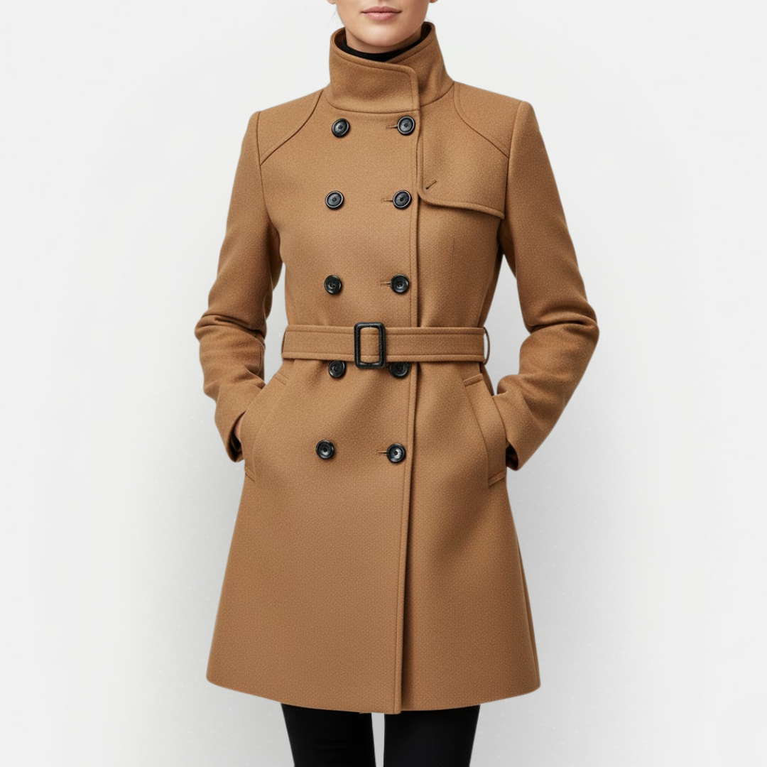 Elegante Dames Trenchcoat met Ceintuur en Knopenrij