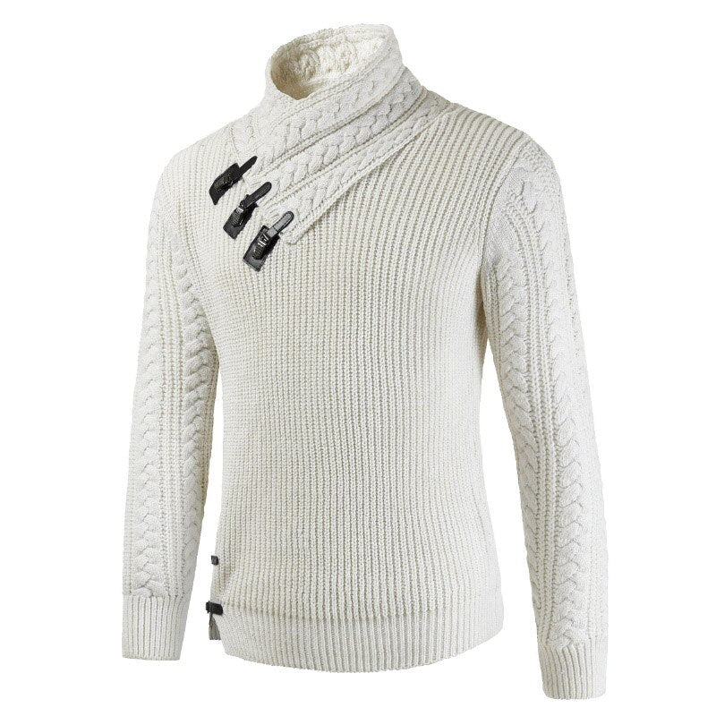Heren trui met hoge kraag en unieke sluiting – Regular Fit